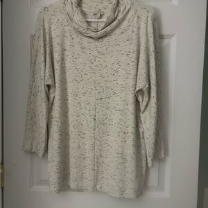 Talbots Speckled Cream Cowl Neck top